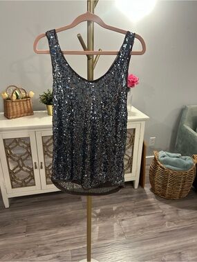 Talula Silver Sequin Tank Top